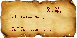 Köteles Margit névjegykártya